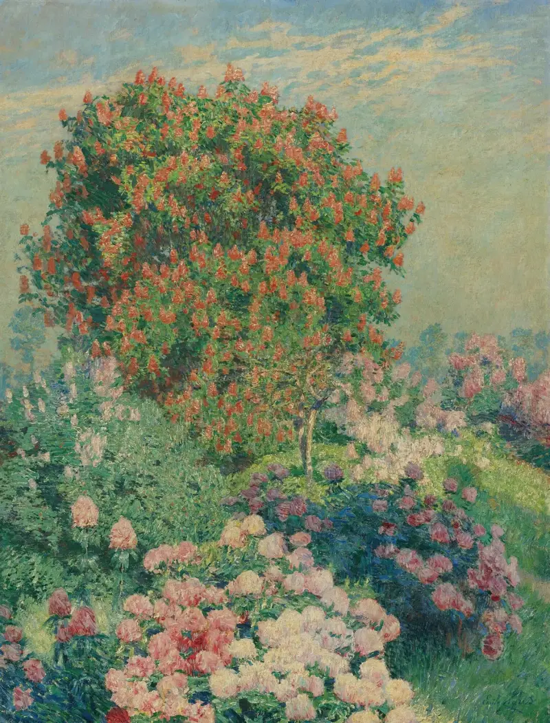 Blomsterträdgården i maj av Emile Claus