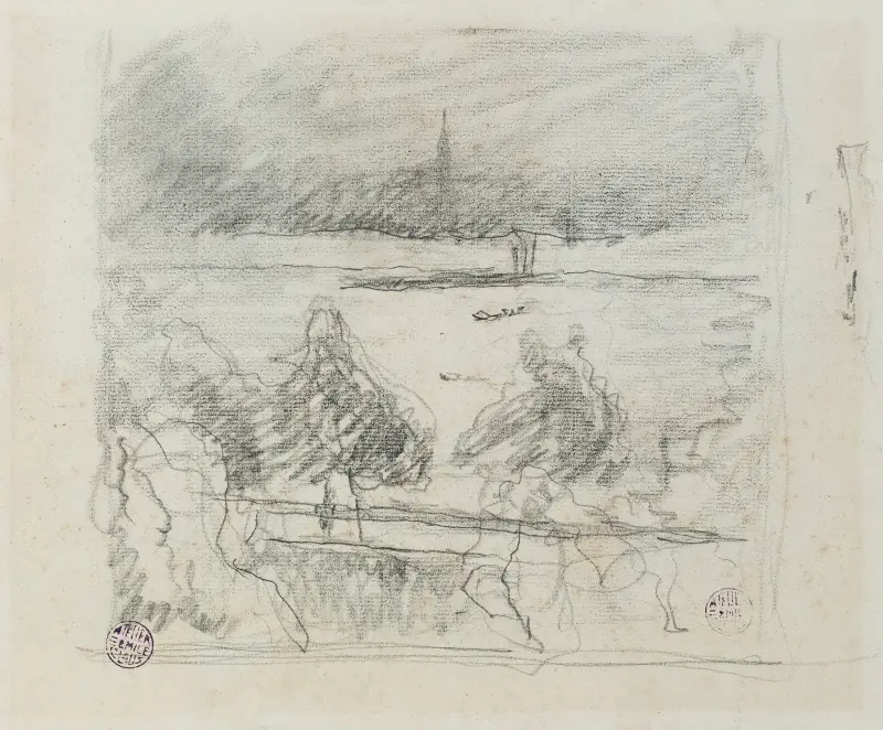 View on the Thames in London (study) av Emile Claus