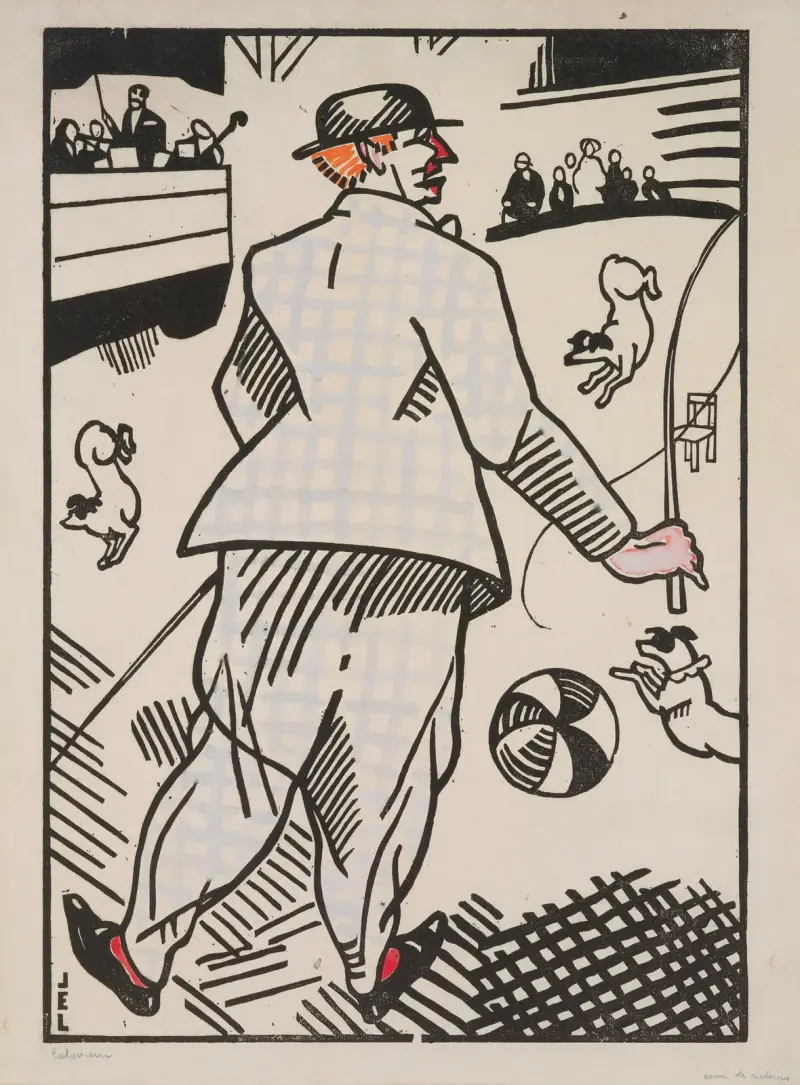 Clown med hundar av Jean-Émile Laboureur