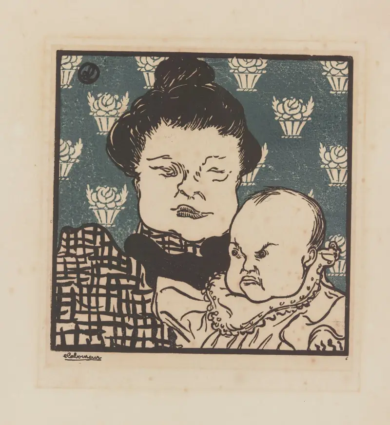 Jeune enfant et sa bonne av Jean-Émile Laboureur