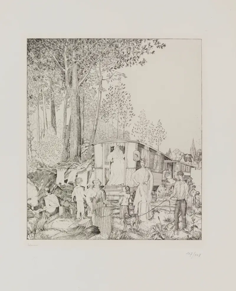 La halte des bohémiens av Jean-Émile Laboureur
