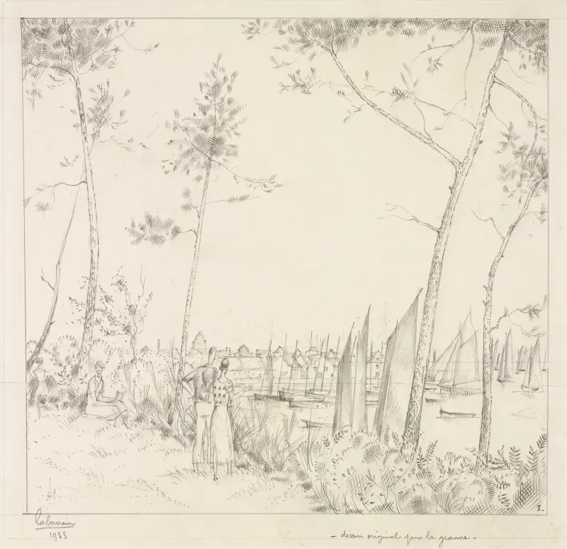 Promenaden på hamnen av Jean-Émile Laboureur