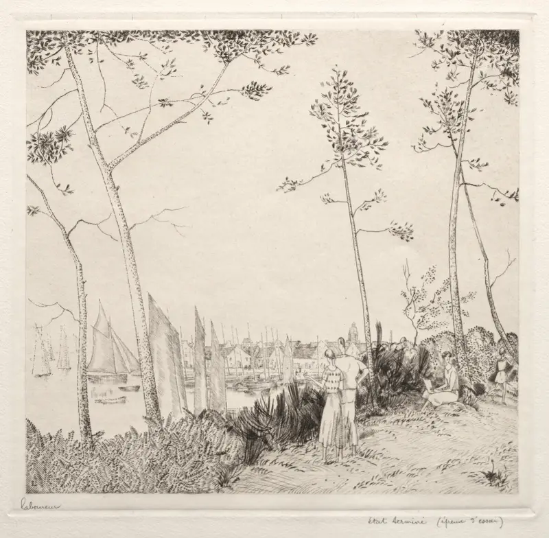 Promenaden på hamnen av Jean-Émile Laboureur