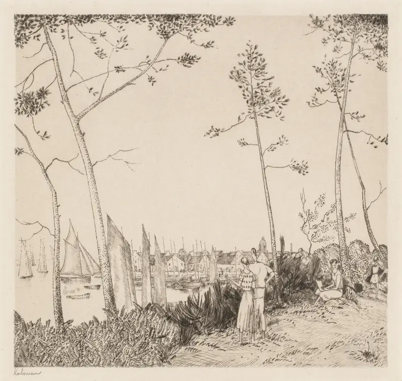Promenad på hamnen av Jean-Émile Laboureur