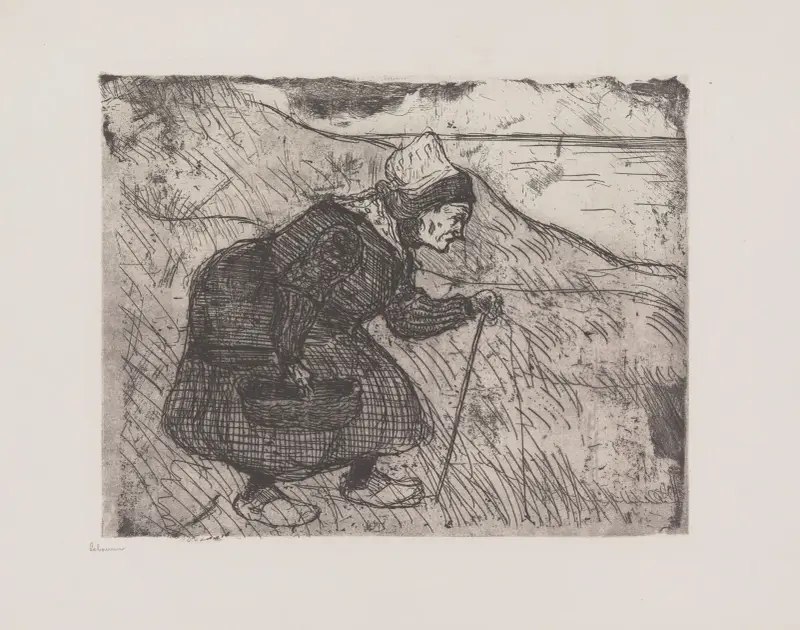 Vieille pêcheuse de moules av Jean-Émile Laboureur