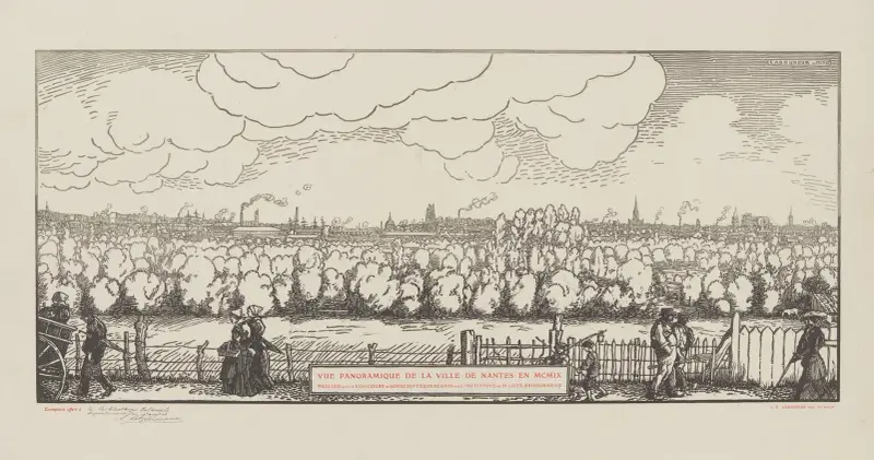 Vue panoramique de la ville de Nantes av Jean-Émile Laboureur