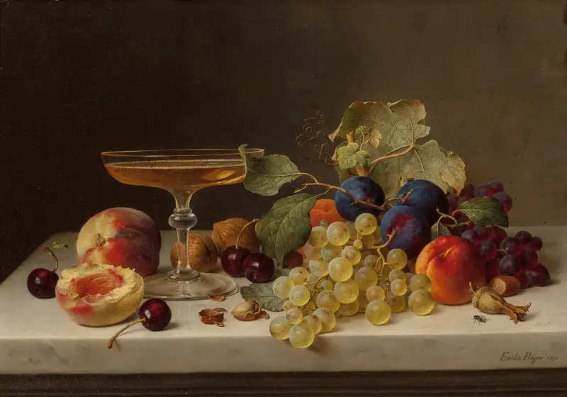 Still Life with Summer Fruits and Champagne av Emilie Preyer
