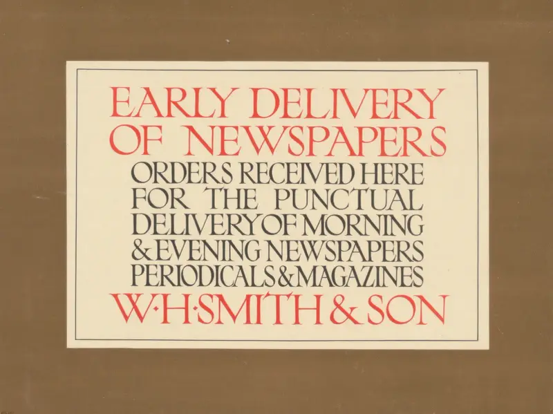 Early Delivery of Newspapers. W. H. Smith & Son av Eric Gill