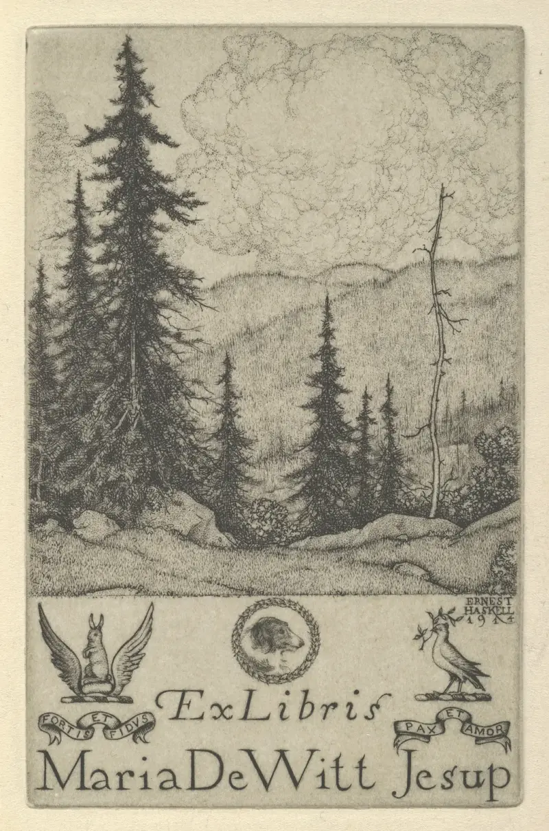 Ex Libris Maria DeWitt Jesup av Ernest Haskell