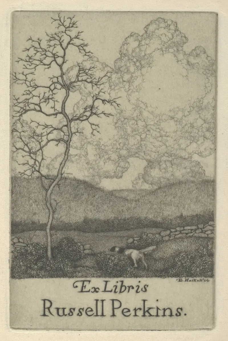 Ex Libris Russell Perkins av Ernest Haskell