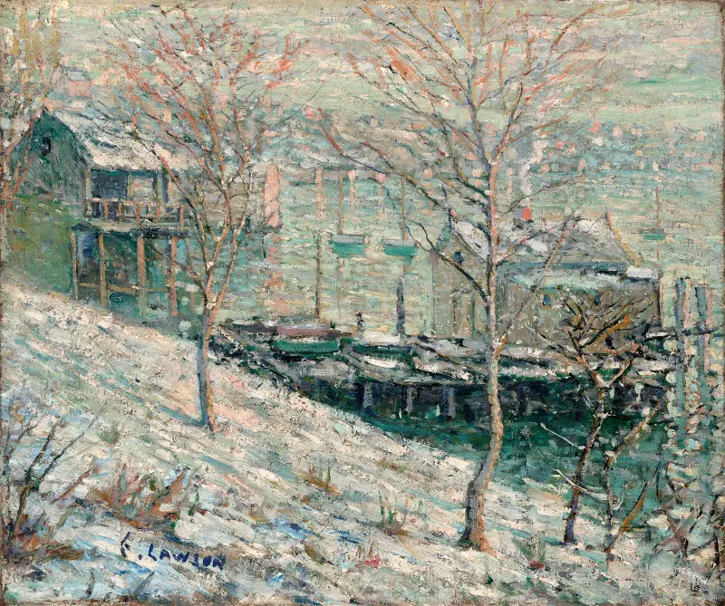 Winterszene am Harlem River von Ernest Lawson