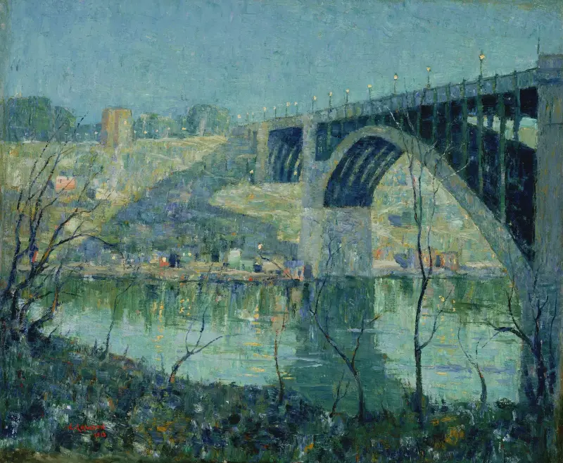 Jarní noc, Harlem River, Ernest Lawson