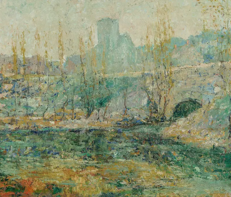 The Pond and Gapstow Bridge, New York City av Ernest Lawson