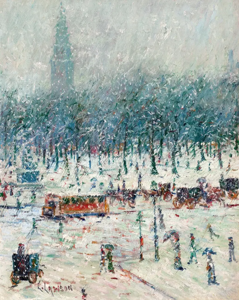 Winter—New York Snow Scene with Madison Square Garden in the Distance av Ernest Lawson