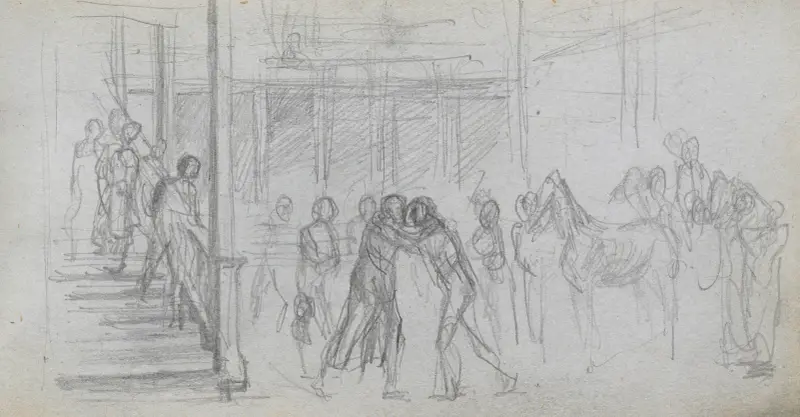 Figure Study, Stairway, Horse av Ernest Meissonier