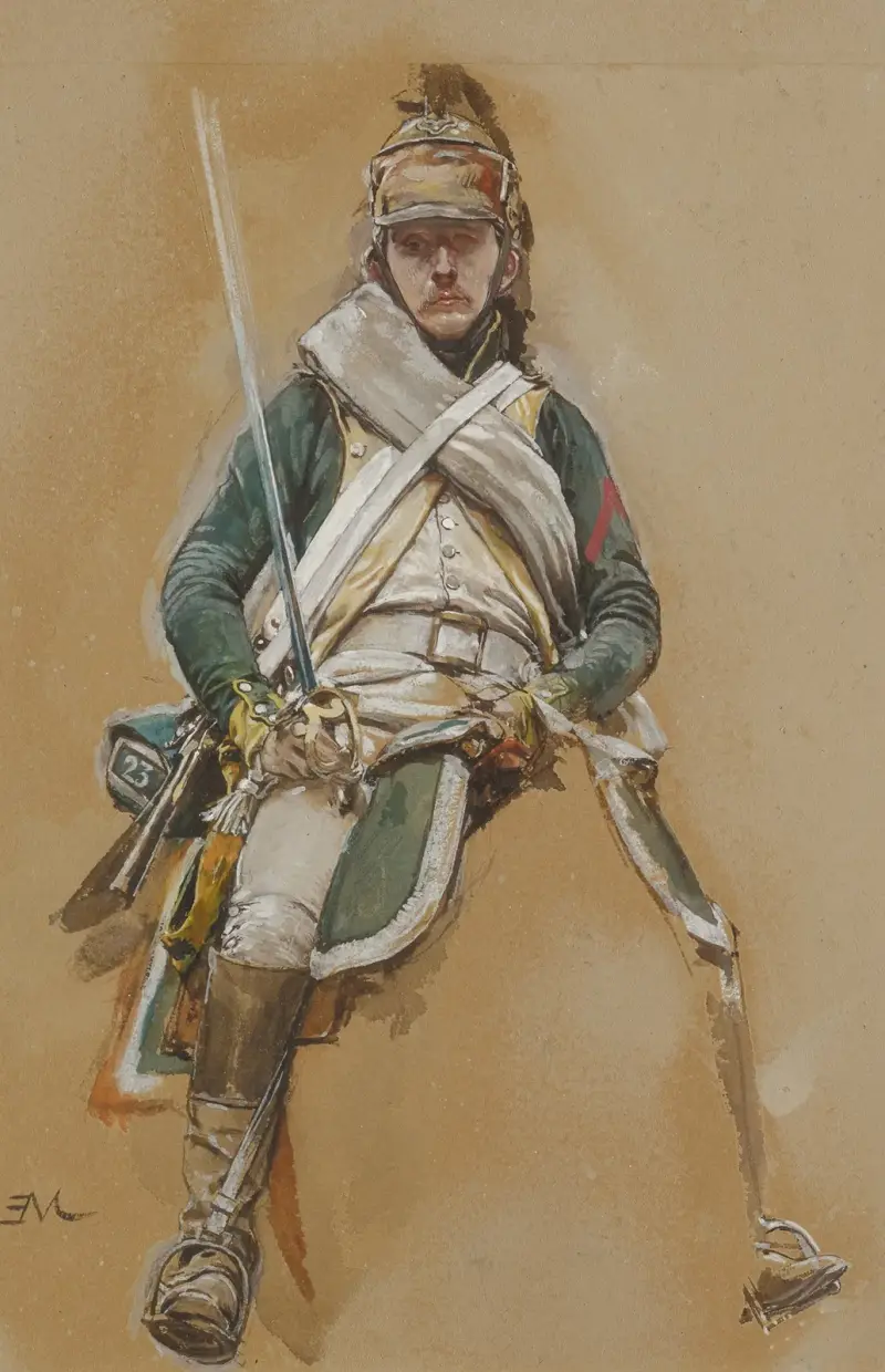 Studie av en dragon av Ernest Meissonier