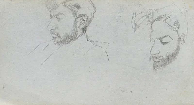 Studie av ansikten i profil av Ernest Meissonier