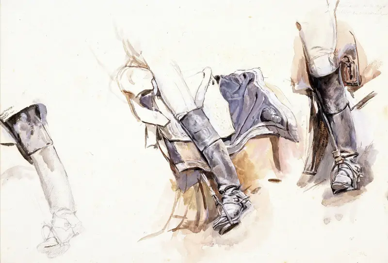 Studie av soldatstövlar av Ernest Meissonier