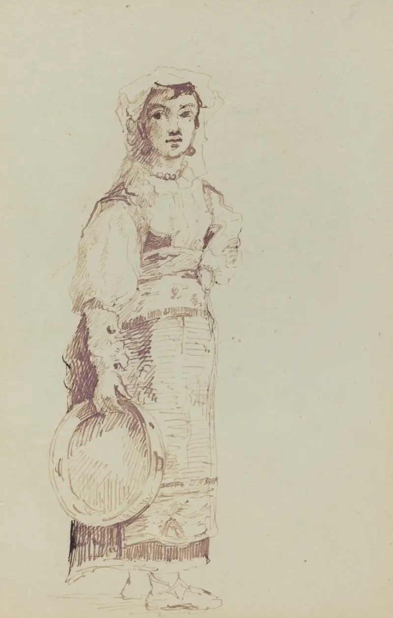 Kvinna med tamburin (baksida) av Ernest Meissonier