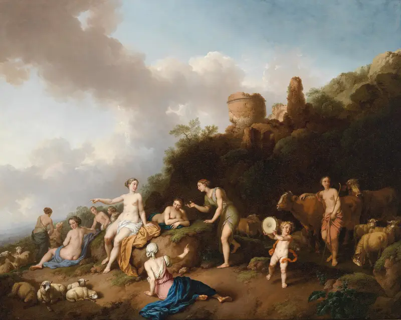 Pastorale Landschaft mit Diana und ihren Nymphen von Christian Wilhelm Ernst Dietrich
