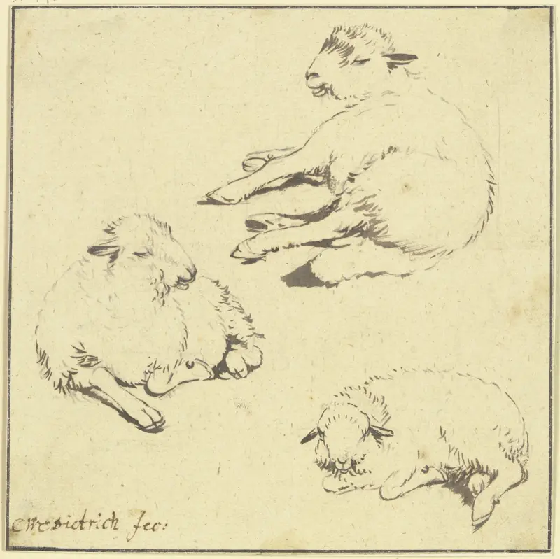 Tři odpočívající ovce, Christian Wilhelm Ernst Dietrich