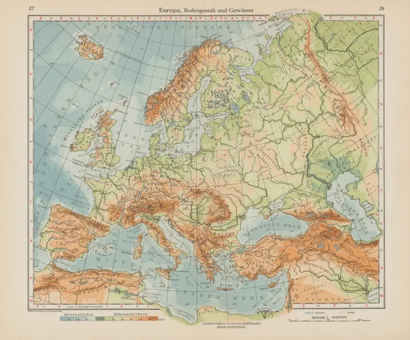 Europa, Bodengestalt und Gewasser av Ernst Friedrich