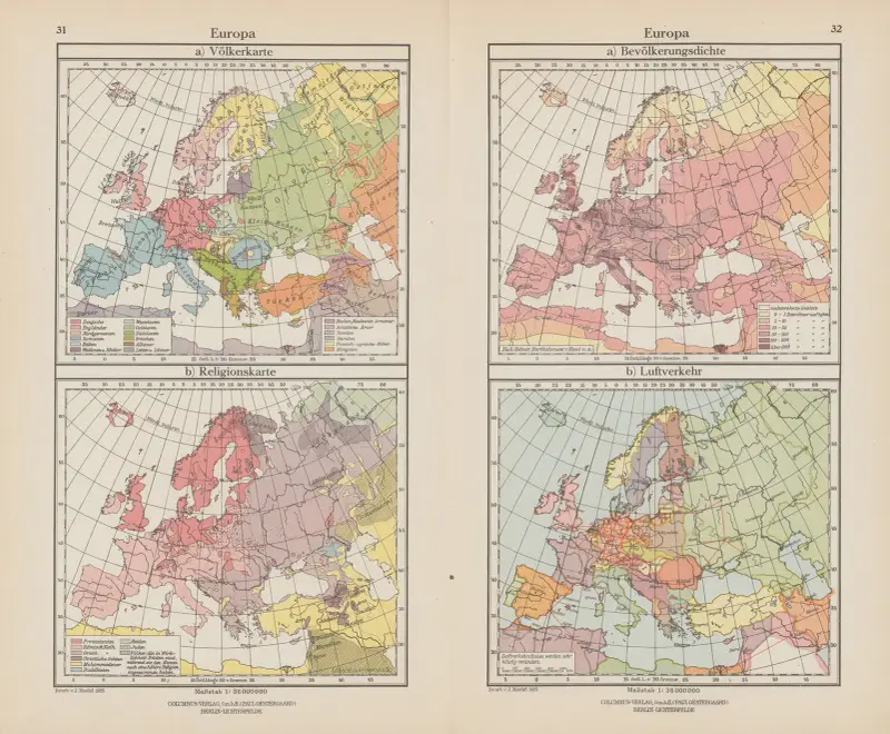 Europa; Befolkningskarta, Befolkningstäthet av Ernst Friedrich