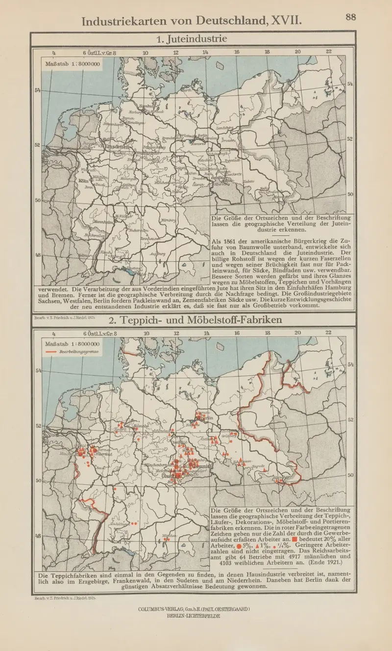 Tysklands industrikarta XVII av Ernst Friedrich