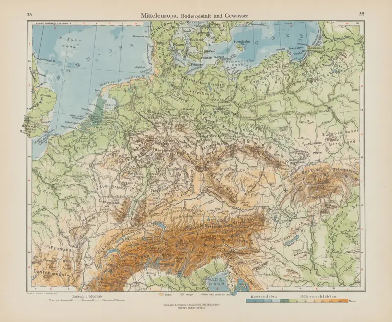 Centrala Europa: topografi och vattendrag av Ernst Friedrich