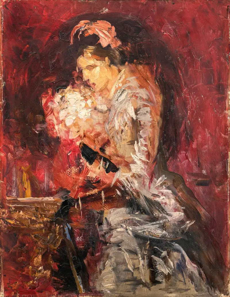 Dame mit Blumenstrauß, Skizze von Ernst Josephson
