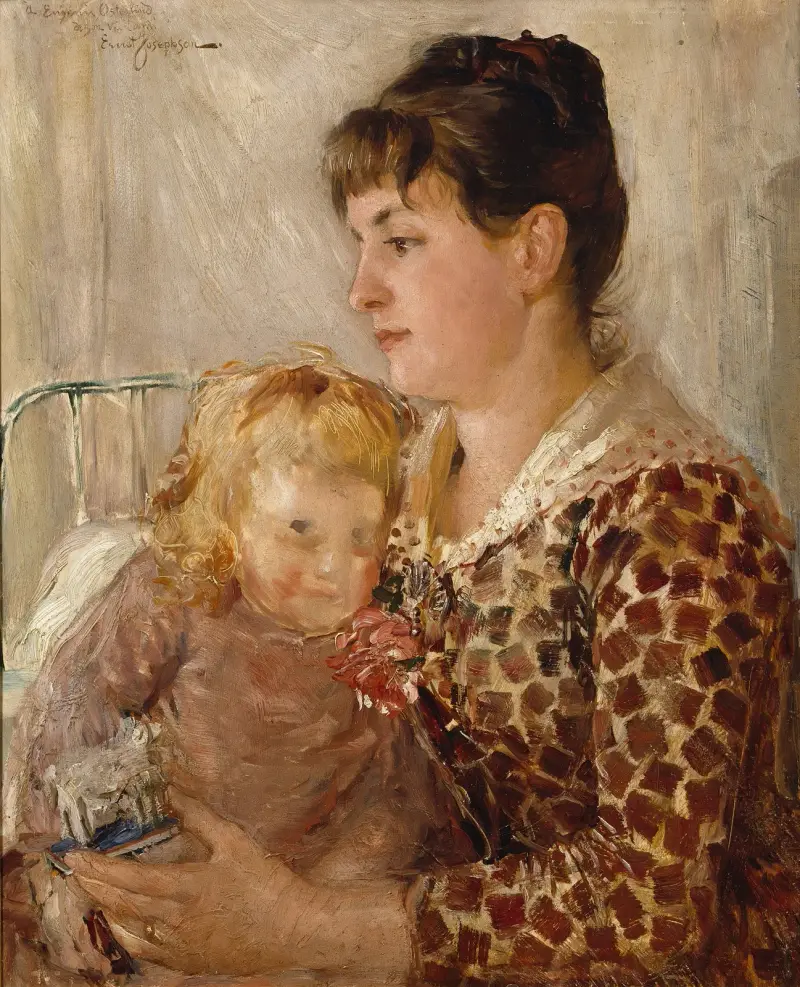 Mor och barn. Konstnärens hustru och dotter till Allan Österlind av Ernst Josephson