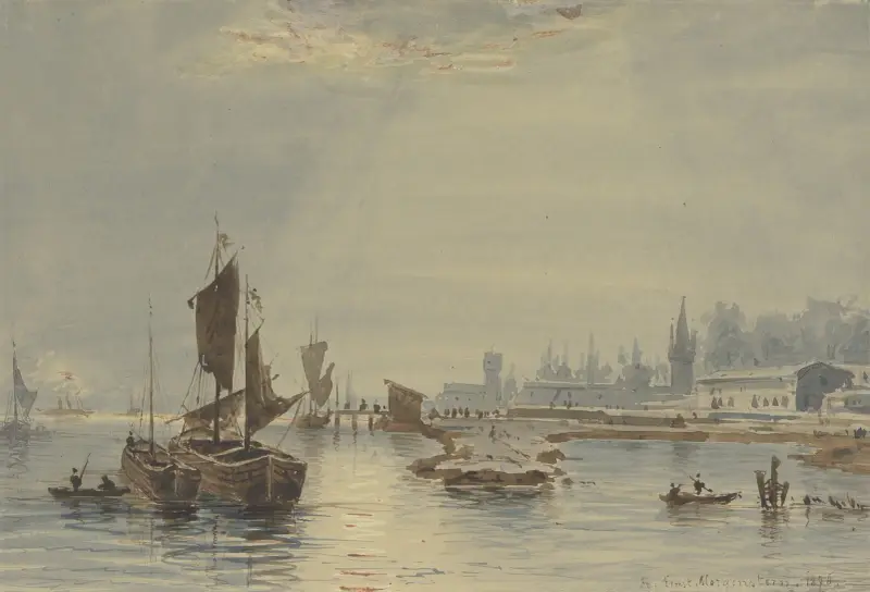 At the port of Mainz av Friedrich Ernst Morgenstern