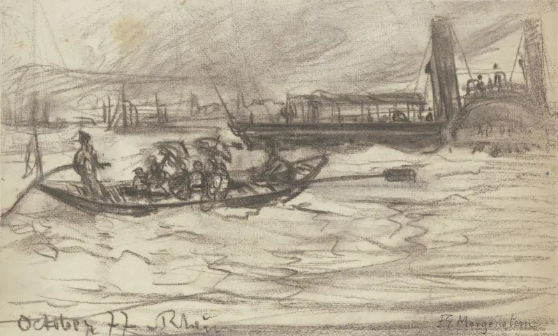 Dampfschiff und Boot von Friedrich Ernst Morgenstern