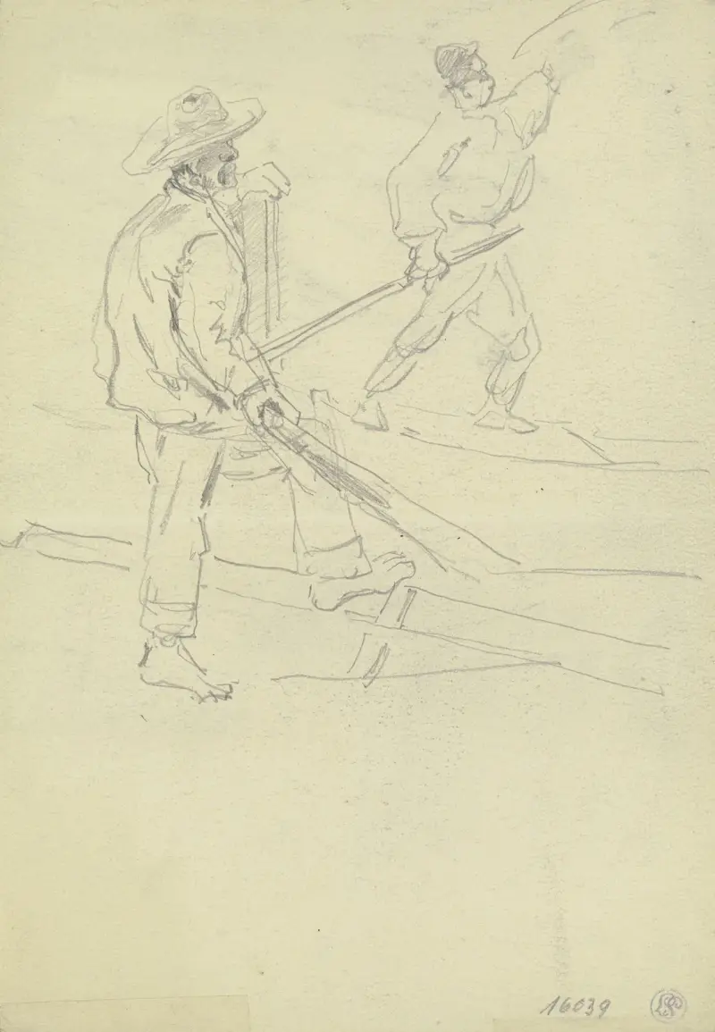 Studijní list; dva rybáři, Friedrich Ernst Morgenstern