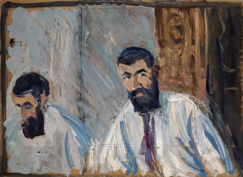 Double Portrait of a Bearded Man in a White Shirt av Ernst Schiess