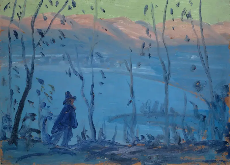 Evening Walk Above a Southern Lake av Ernst Schiess