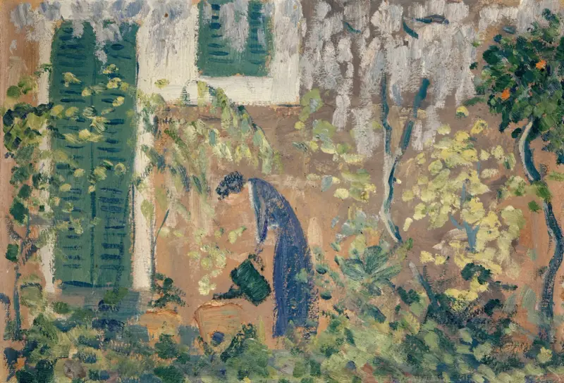Kvinna i sydlig trädgård av Ernst Schiess