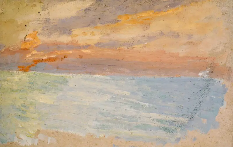 Hav med nedgående sol av Ernst Schiess