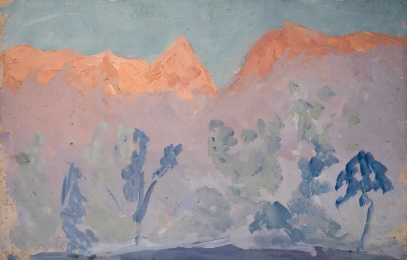 Berg vid solnedgång av Ernst Schiess