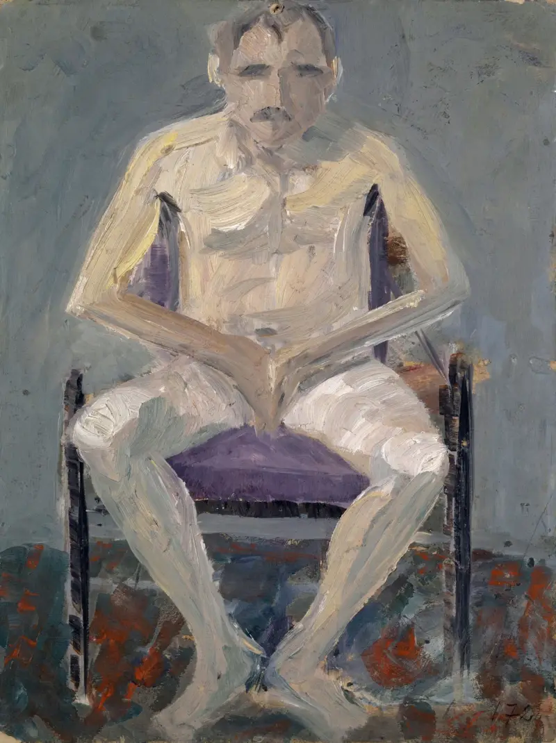 Nude on a Upholstered Chair av Ernst Schiess