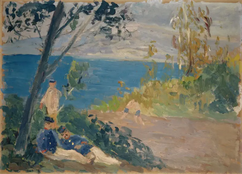 Siesta of the Frontier Guards by the Beach av Ernst Schiess