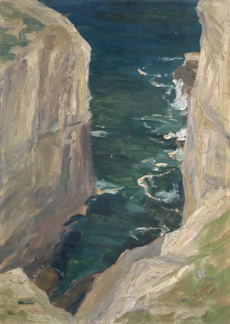 Utsikt från en klippkust mot havet av Ernst Schiess