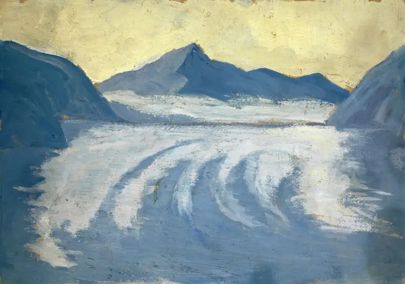 Utsikt över Aletschglaciären III av Ernst Schiess