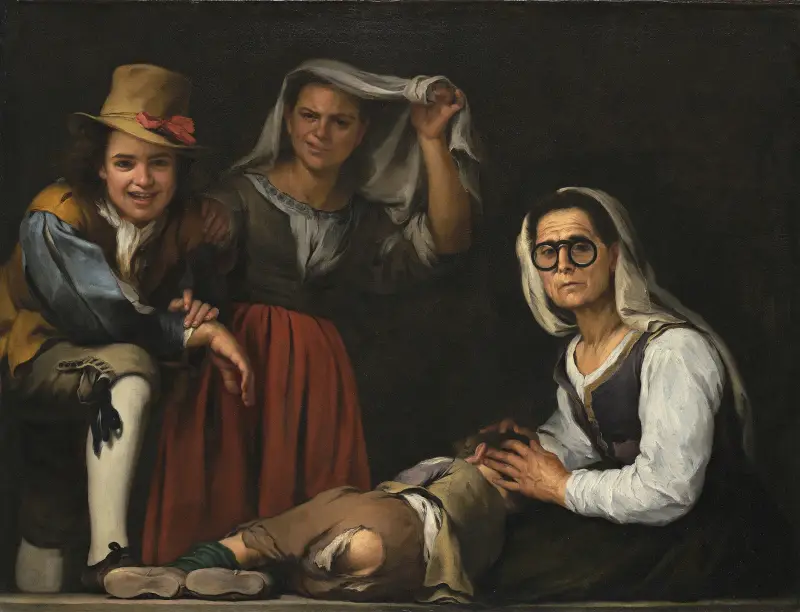 Vier Figuren auf einer Treppe von Bartolomé Estebán Murillo