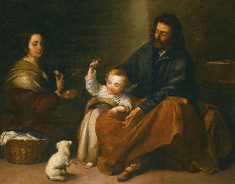 The Holy Family In An Interior av Bartolomé Estebán Murillo