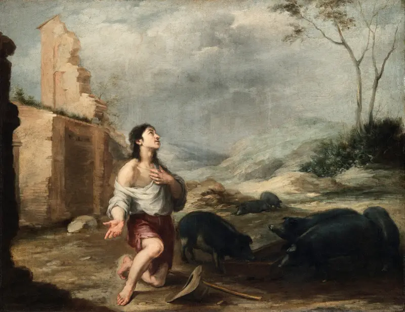 Den förlorade sonen vaktar svin av Bartolomé Estebán Murillo
