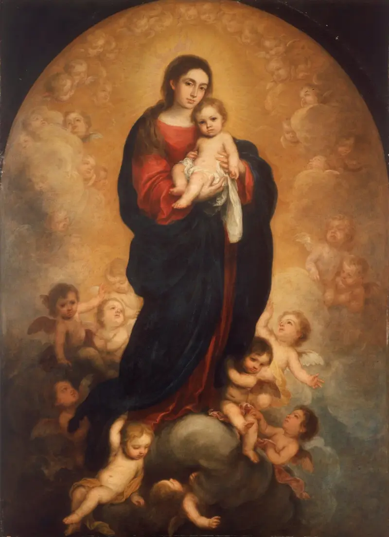 Jungfru och barn i härlighet av Bartolomé Estebán Murillo