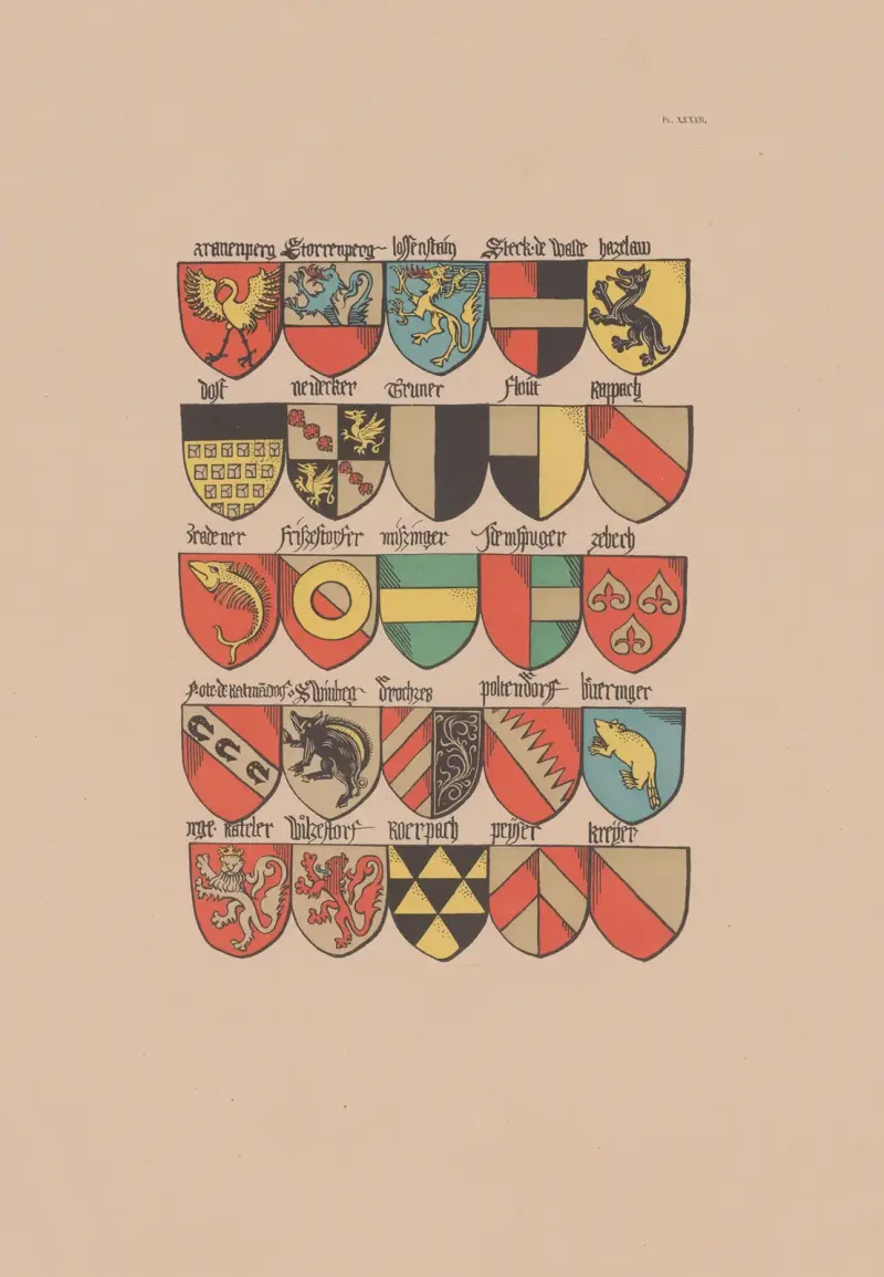 Ancien armorial équestre de la Toison d’or et de l’Europe au 15e siècle Pl.038 av Berger-Levrault et Cie