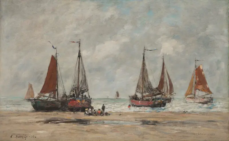 Fiskebåtar i Scheveningen av Eugène Boudin