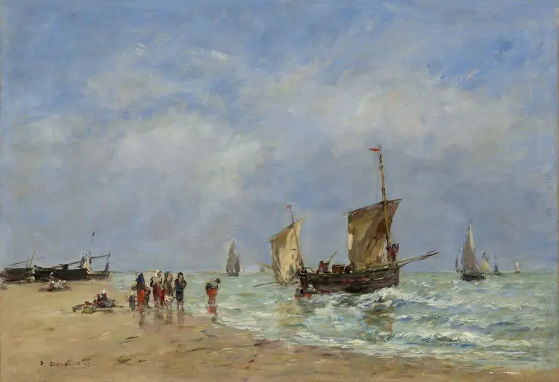 Berck, båtarnas riggning av Eugène Boudin